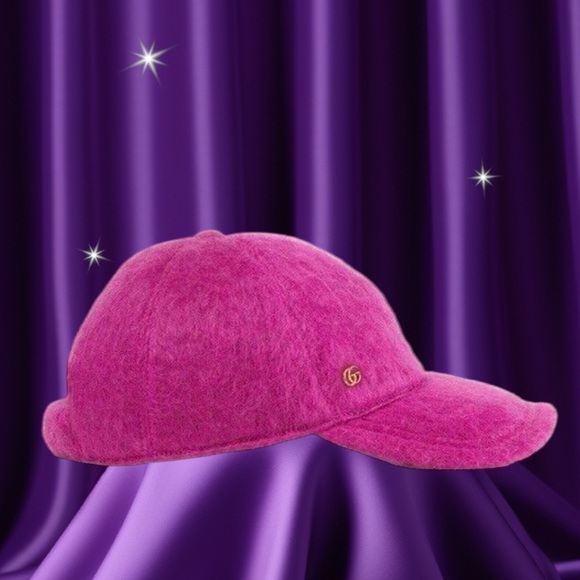 Gucci Pink Hat GG Logo Mohair Pink Fuxia Baseball Hat Size Medium NWT - Picture 5 of 5